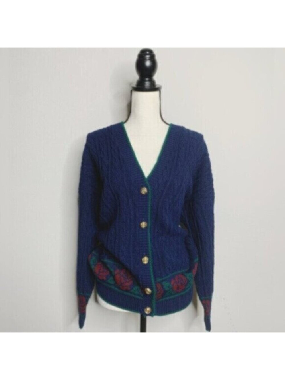 Lauren Ralph Lauren Rare Vintage Cable Cardigan Sweater With Gold Buttons - Picture 16 of 17